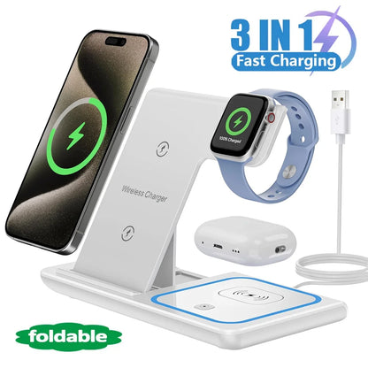 Base de Carga Inalámbrica 3 en 1 — Celular, AirPods y Apple Watch