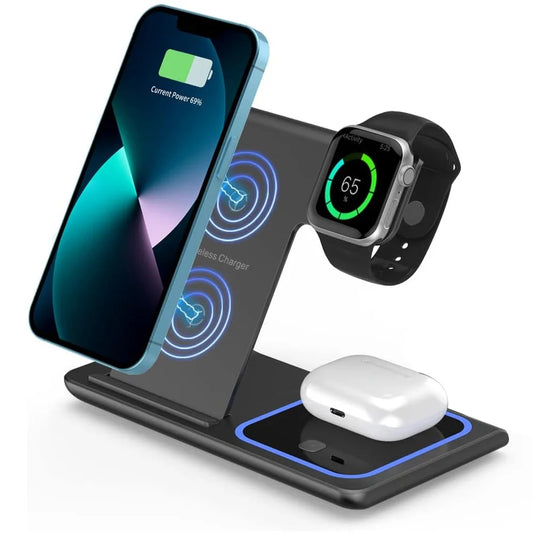 Base de Carga Inalámbrica 3 en 1 — Celular, AirPods y Apple Watch