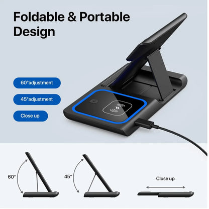 Base de Carga Inalámbrica 3 en 1 — Celular, AirPods y Apple Watch