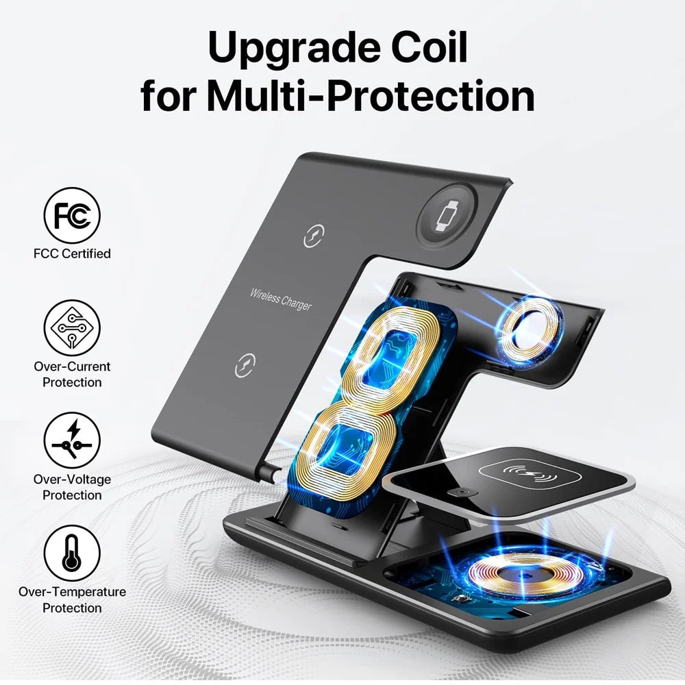 Base de Carga Inalámbrica 3 en 1 — Celular, AirPods y Apple Watch