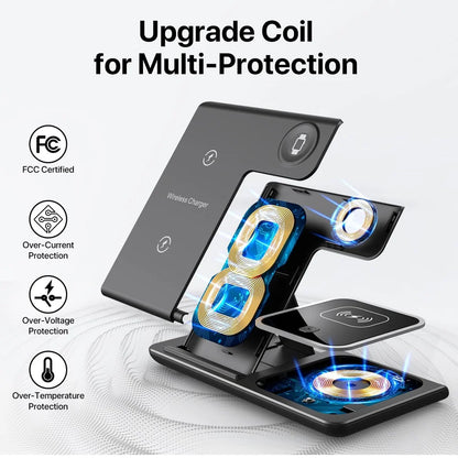 Base de Carga Inalámbrica 3 en 1 — Celular, AirPods y Apple Watch