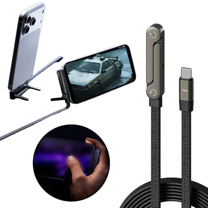 Cable de Carga Plegable 240W con Soporte Multiángulo - 2 en 1"